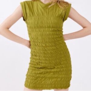 Olive Green Ruched Dress